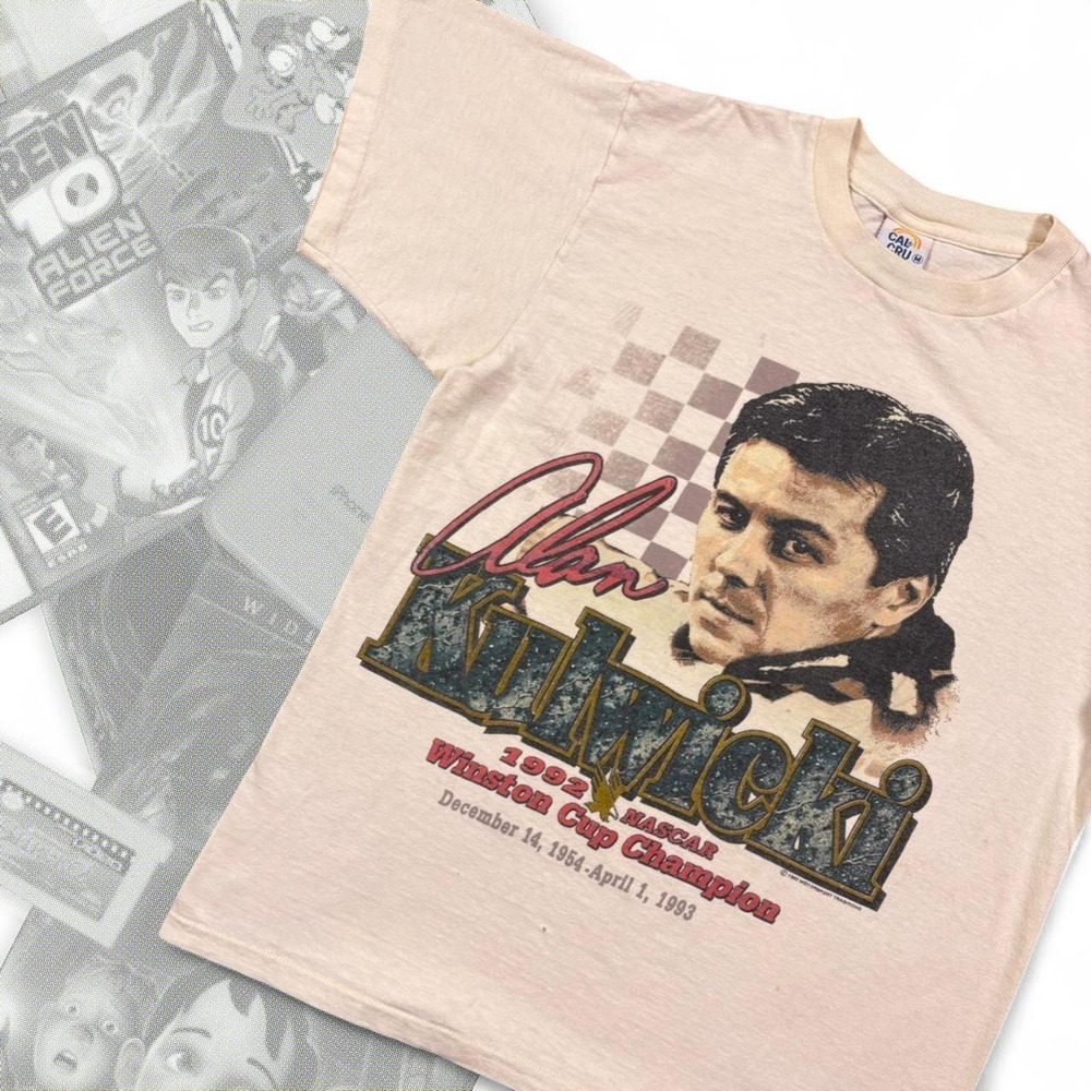Vintage 90’s Cream Single Stitch Nascar Alan Kulwicki Winston Cup Graphic Tee
